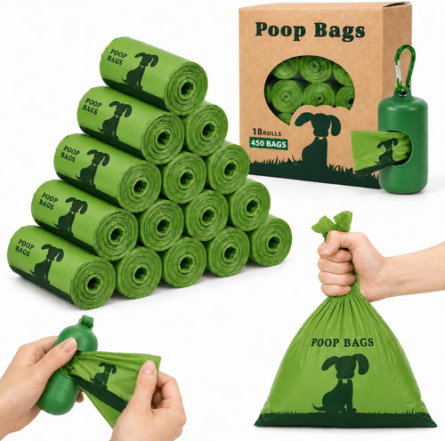 Dog Poop Bags Rolls with Dispenser– Keep Hands Clean 450 Count - Scented